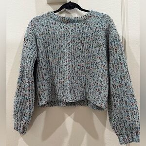 UNIONBAY Blue 90s Cropped Textured Knit Winter Sweater size Small